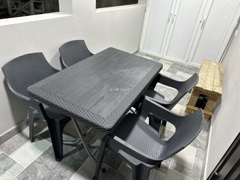 Yeni, Dördbucaq masa, 6 stul, Açılan, Stullar ilə, Həsir toxunuşlu, Türkiyə - şəkil 2