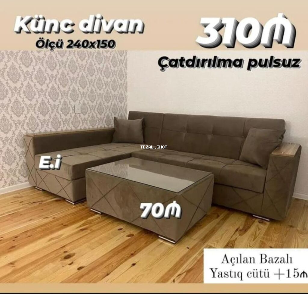 Yeni, Künc divan, Qonaq otağı üçün, Açılmayan