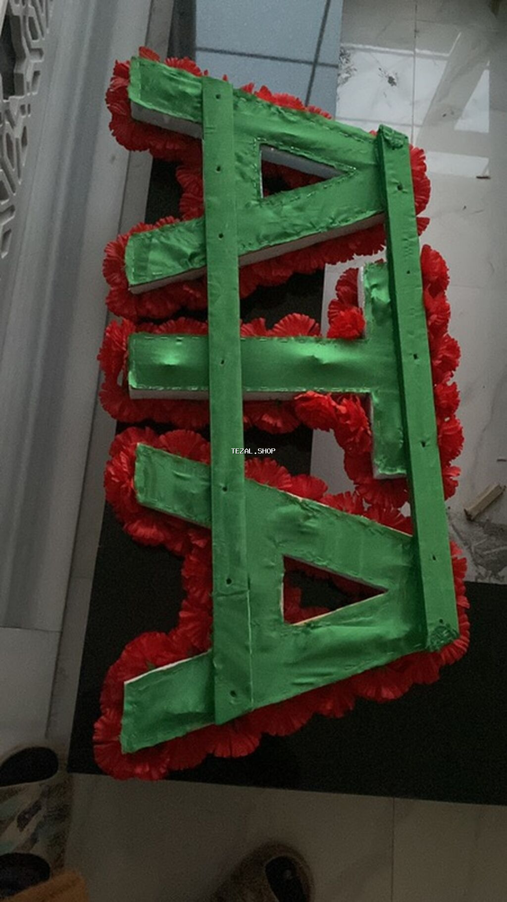 Məhsul: “ATA” sözlü süni gül kompozisiyası - Qırmızı rəngli süni - şəkil 2