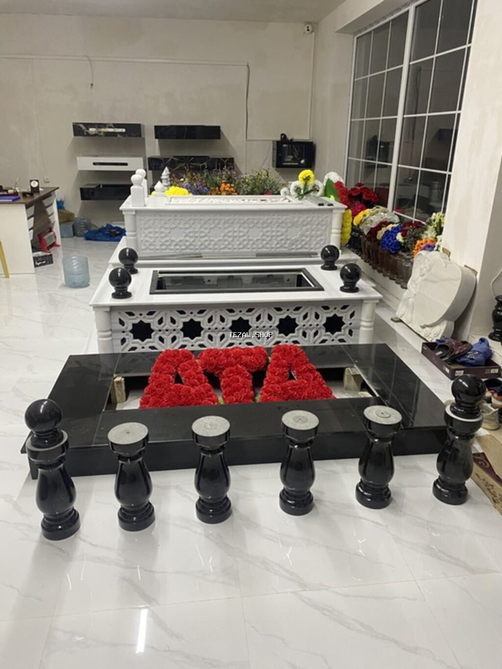 Məhsul: “ATA” sözlü süni gül kompozisiyası - Qırmızı rəngli süni - şəkil 3