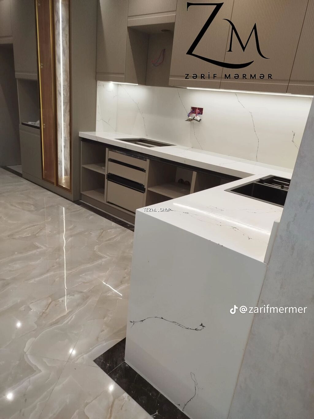Zərif Mərmər MMC olaraq süni mərmər əsaslı mətbəx çanaqları və mətbəx - şəkil 3