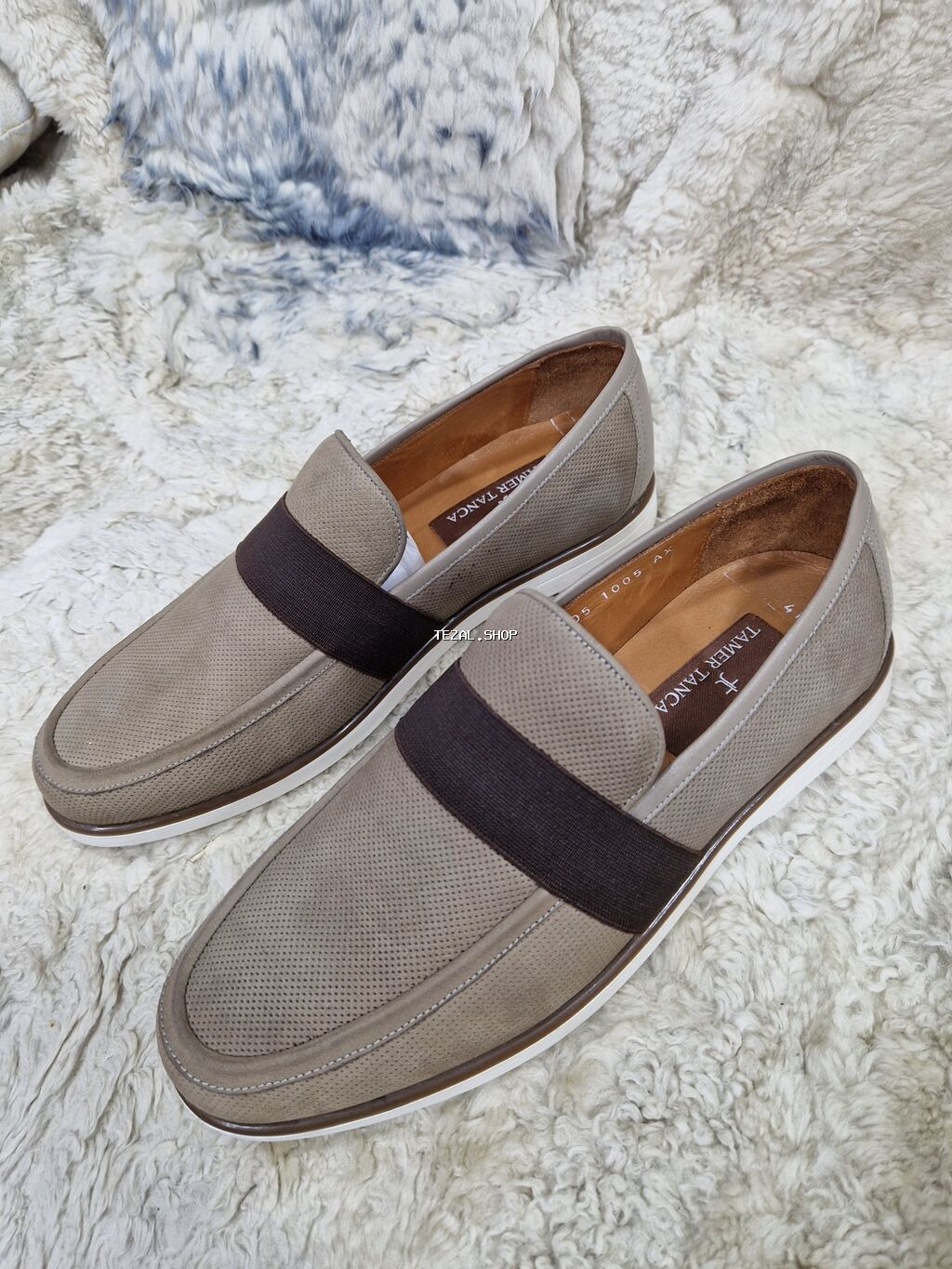 Tamer Tanca kişi mokasinləri - Model: Slip-on mokasin - Rəng: Boz-bej