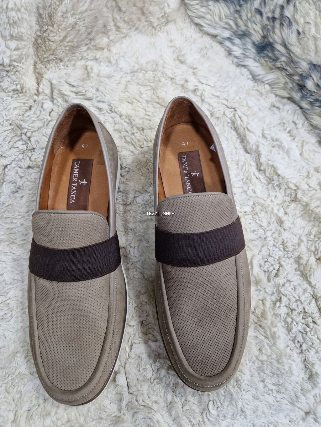 Tamer Tanca kişi mokasinləri - Model: Slip-on mokasin - Rəng: Boz-bej - şəkil 2