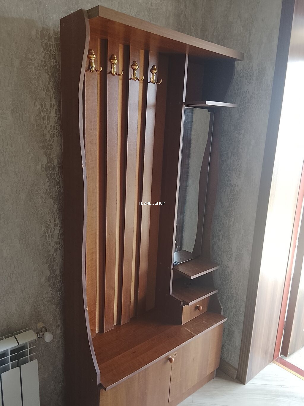 2 qapılı, Güzgülü, Qəhvəyi, Digər material, Açılan, Düz dolab - şəkil 2