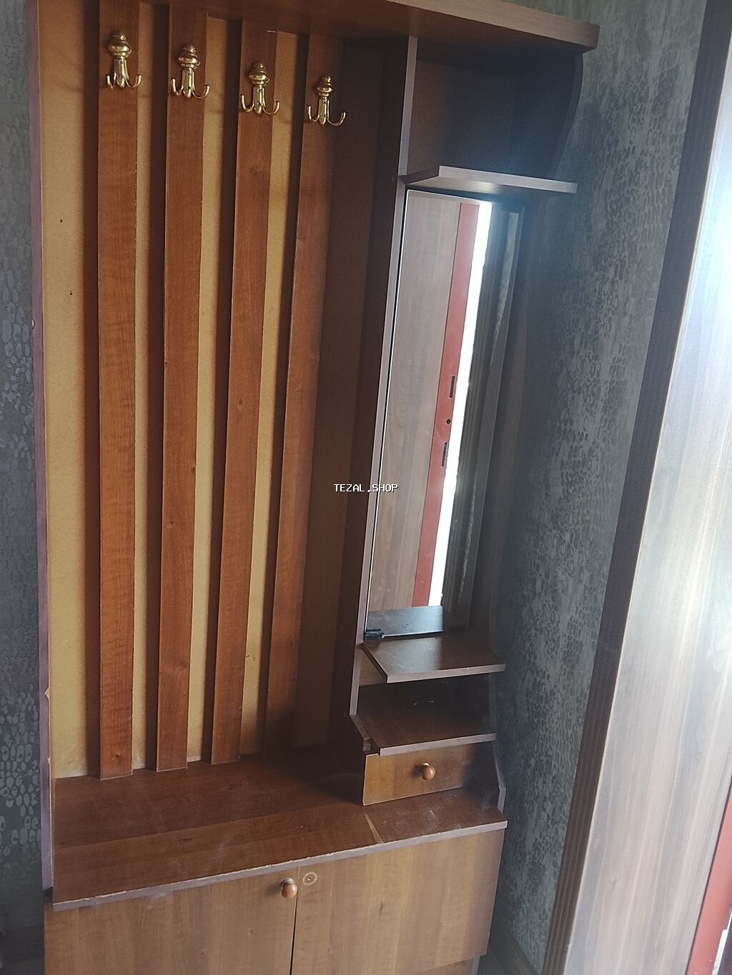 2 qapılı, Güzgülü, Qəhvəyi, Digər material, Açılan, Düz dolab - şəkil 3