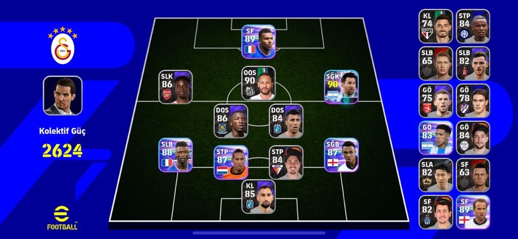 EFootball hesabı – yüksək reytinqli komanda və zəngin heyət -