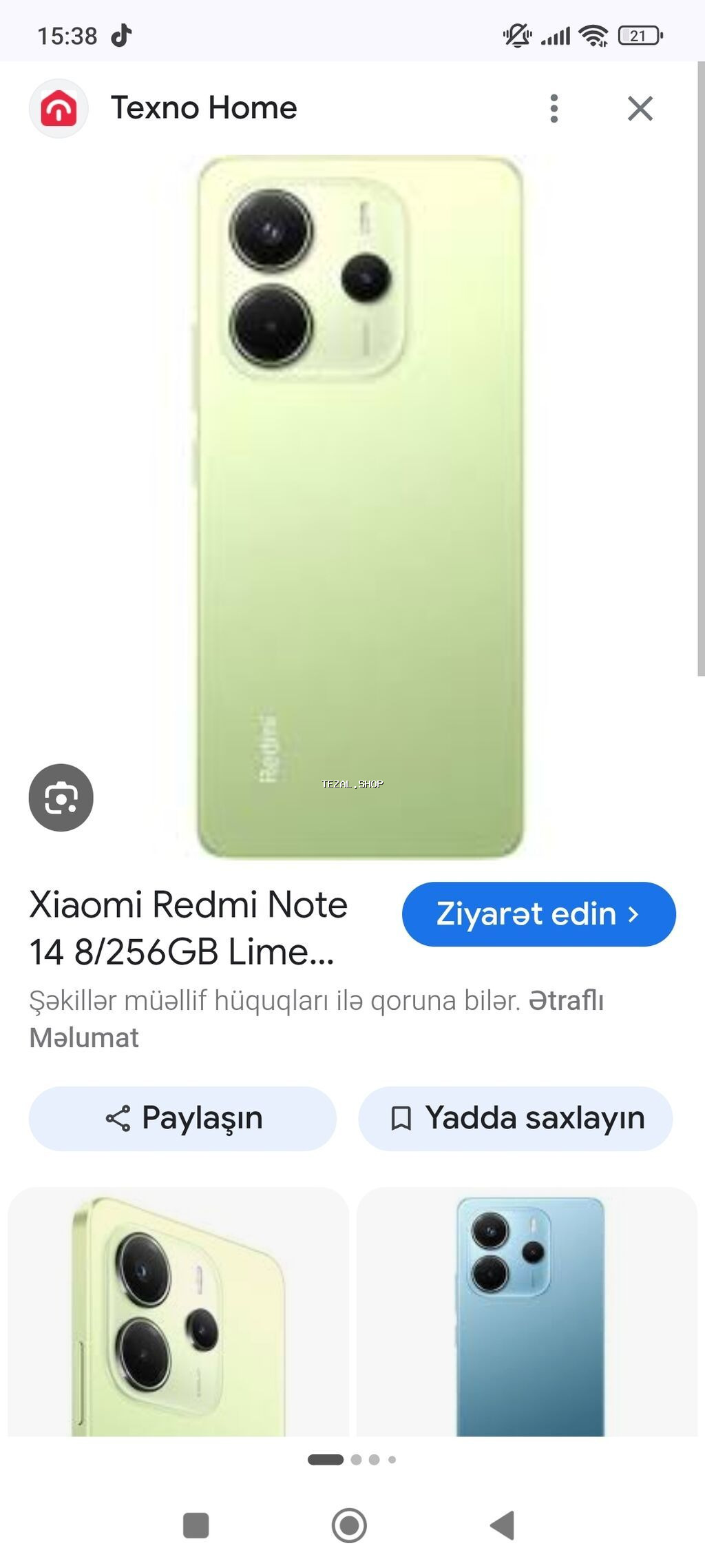 Redmi Note 14, 256 GB, rəng - Yaşıl, Barmaq izi - şəkil 3