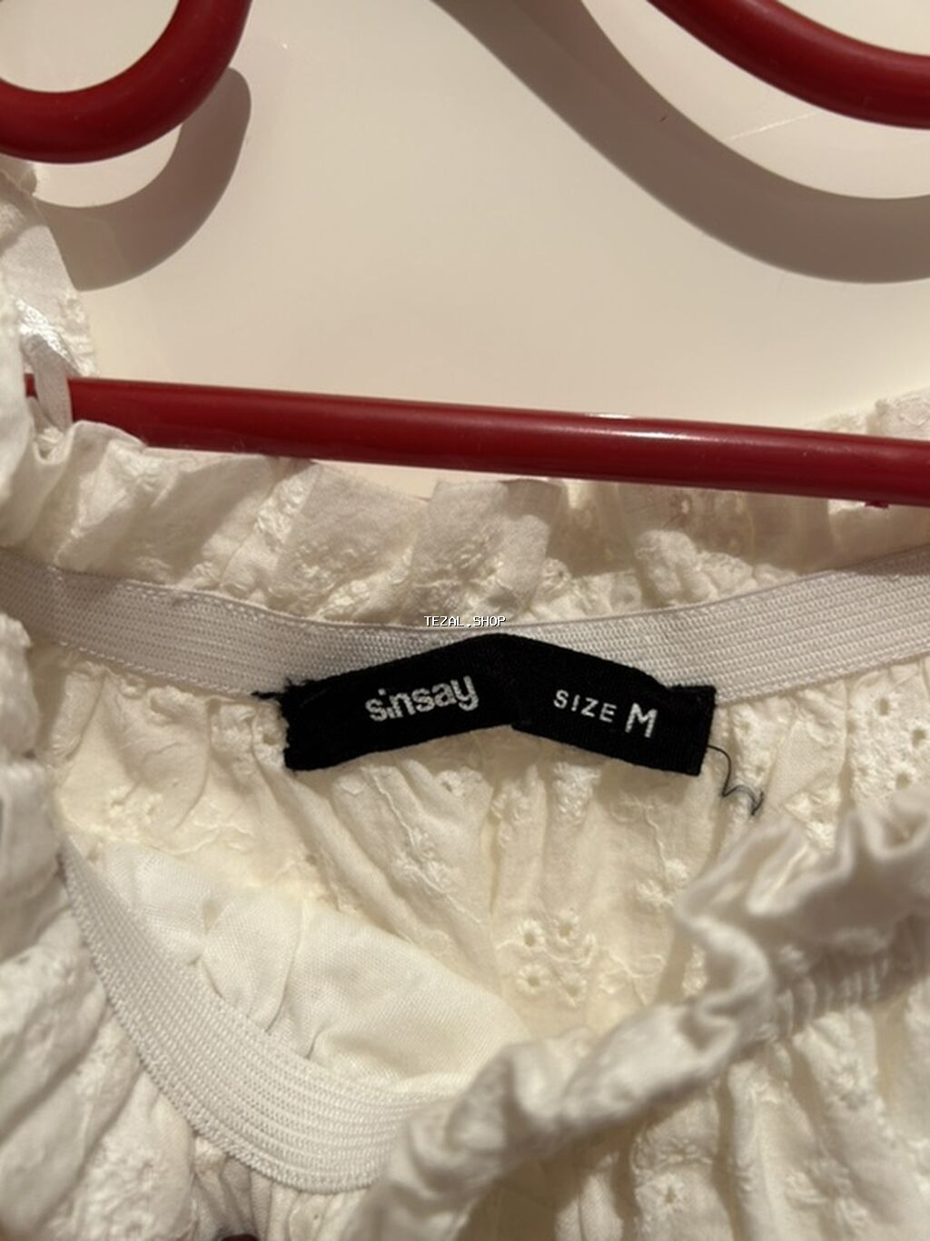 Sinsay brendindən ağ, broderiya naxışlı qadın bluzası. - Ölçü: M - şəkil 2