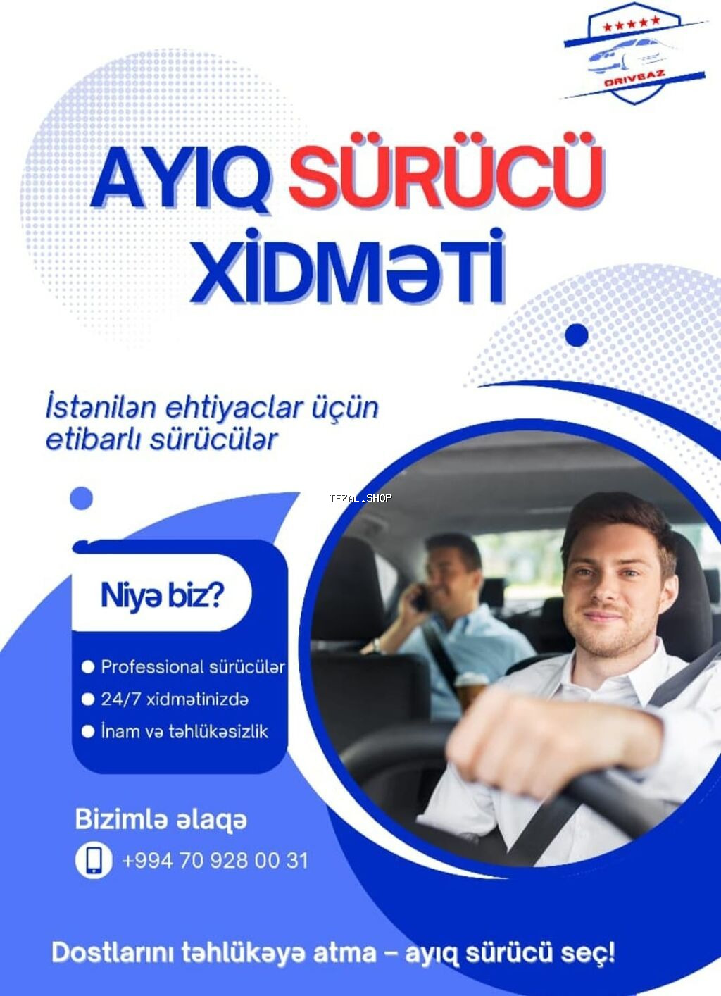 Ayiq surucu sirketine suruculer devet olunur. Her sifaris ucun