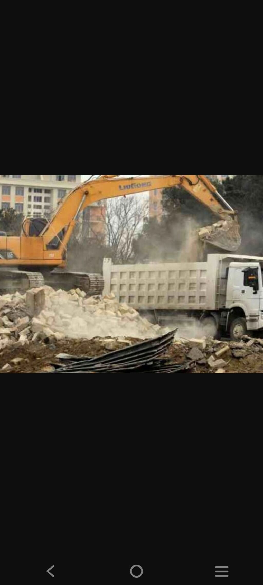 Xidmət: Texnika ilə söküntü və tullantıların daşınması - Ekskavatorla