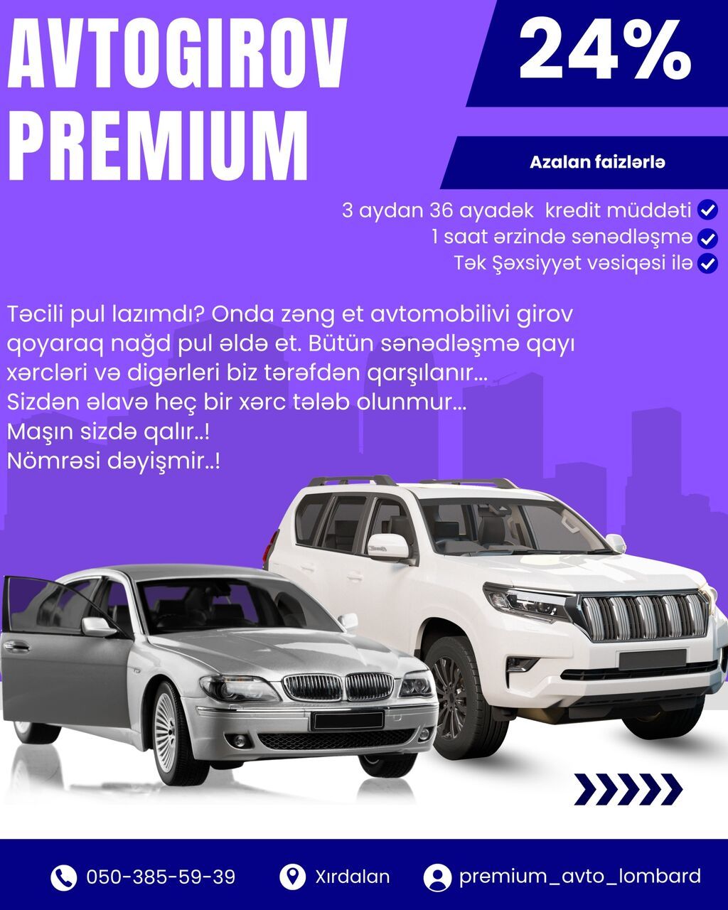 Avtogirov Premium – avtomobil girovu ilə sürətli nağdlaşdırma xidməti