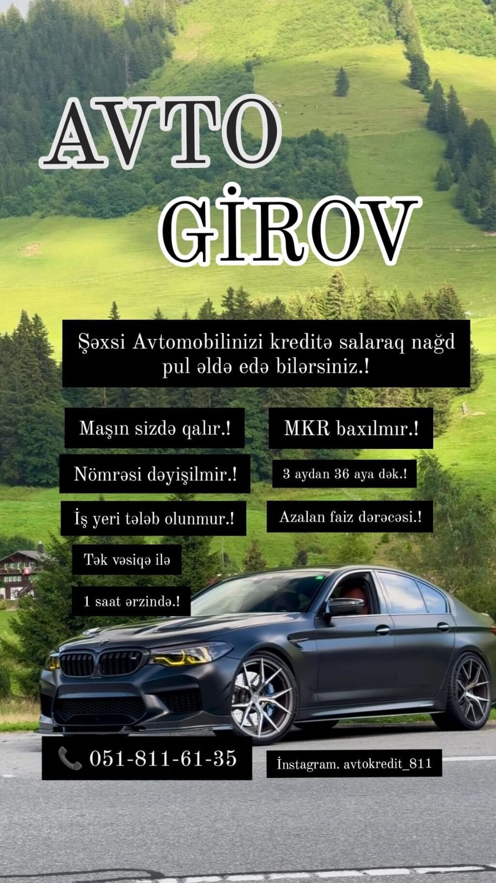 Avtomobil Girovu. Avto Kredit Xidmeti Her nov ve istenilen giymete