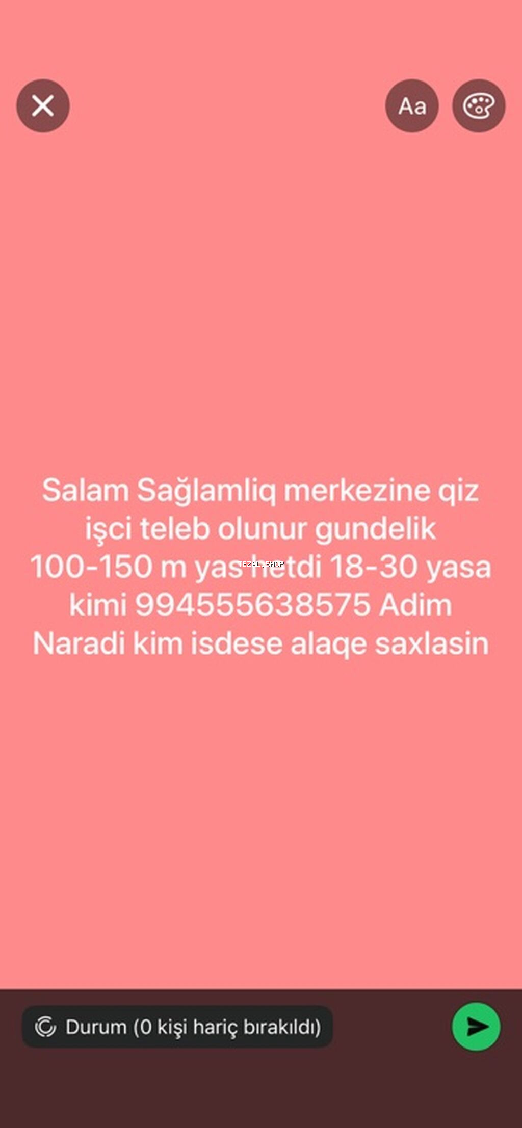 Sağlamlıq mərkəzinə qadın işçi tələb olunur. - İş yeri: Sağlamlıq