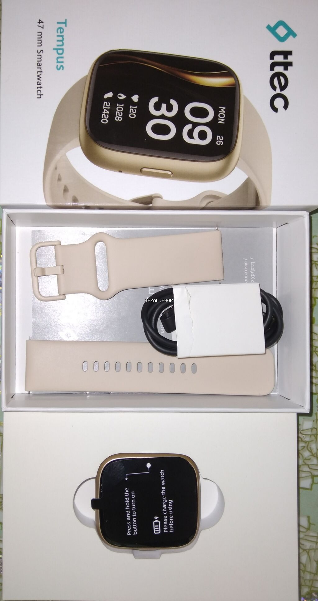 Yeni, Smart saat, Sensor ekran, rəng - Qızılı - şəkil 3