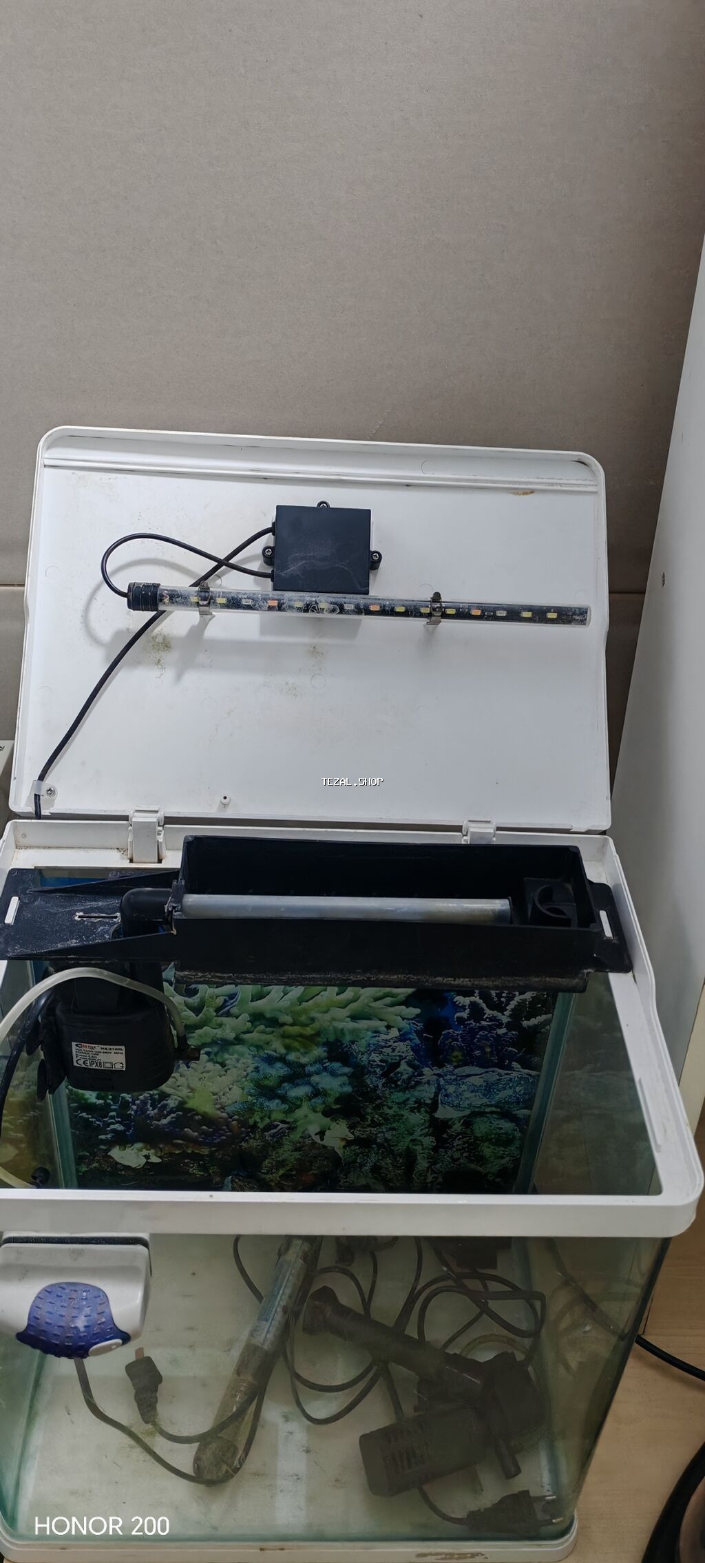 Akvaryum dəsti – tam komplekt Tərkib: - Şüşə akvaryum (üst qapaqla - şəkil 2