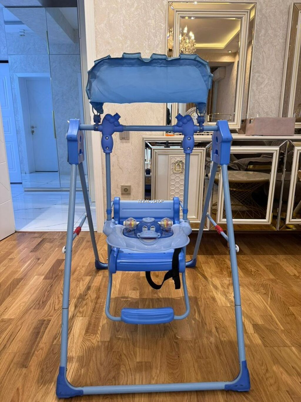 Uşaq yelləncəyi – mavi rəng - Metallik dayanıqlı karkas, sürüşməyən - şəkil 2