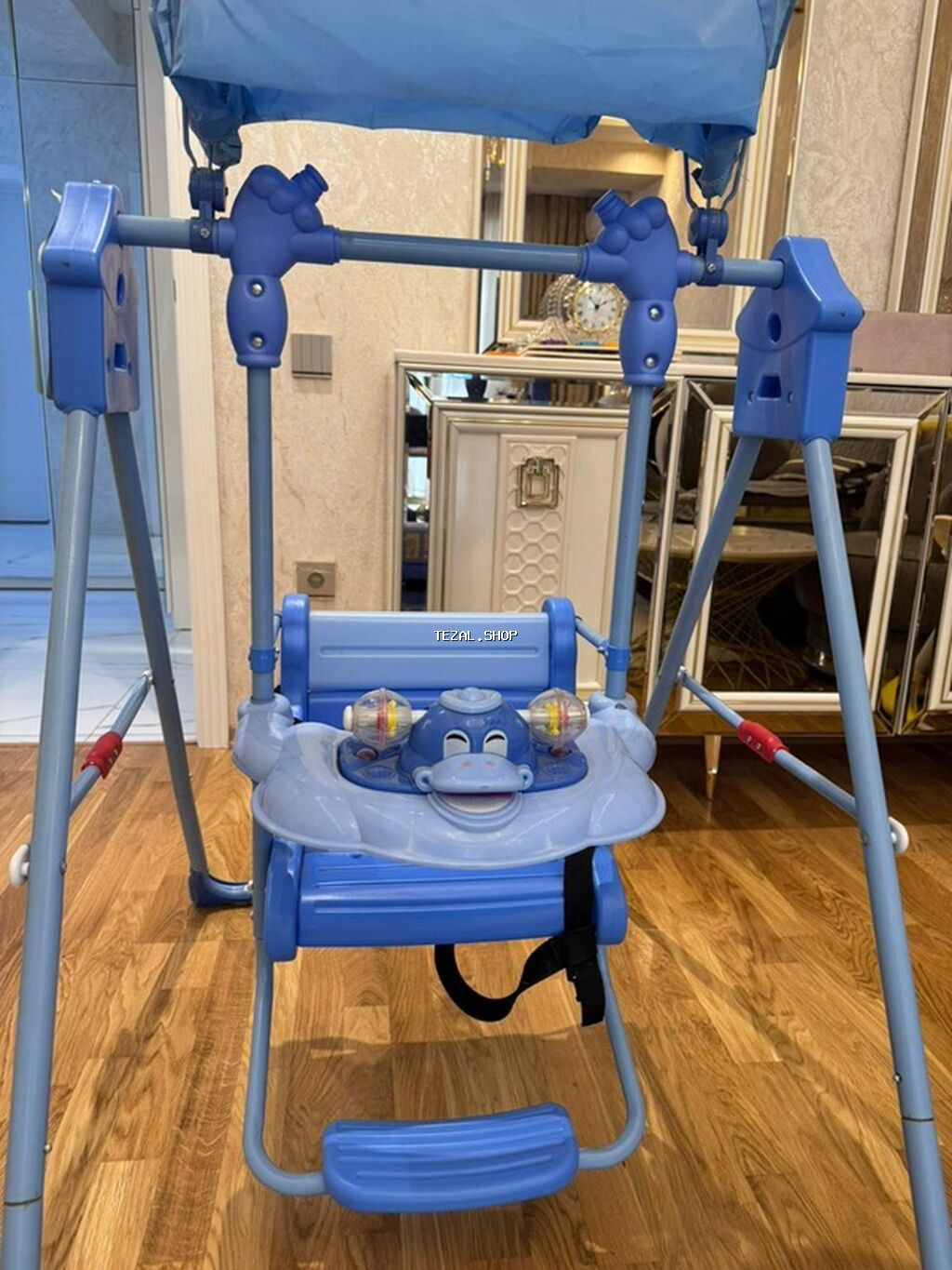 Uşaq yelləncəyi – mavi rəng - Metallik dayanıqlı karkas, sürüşməyən - şəkil 3