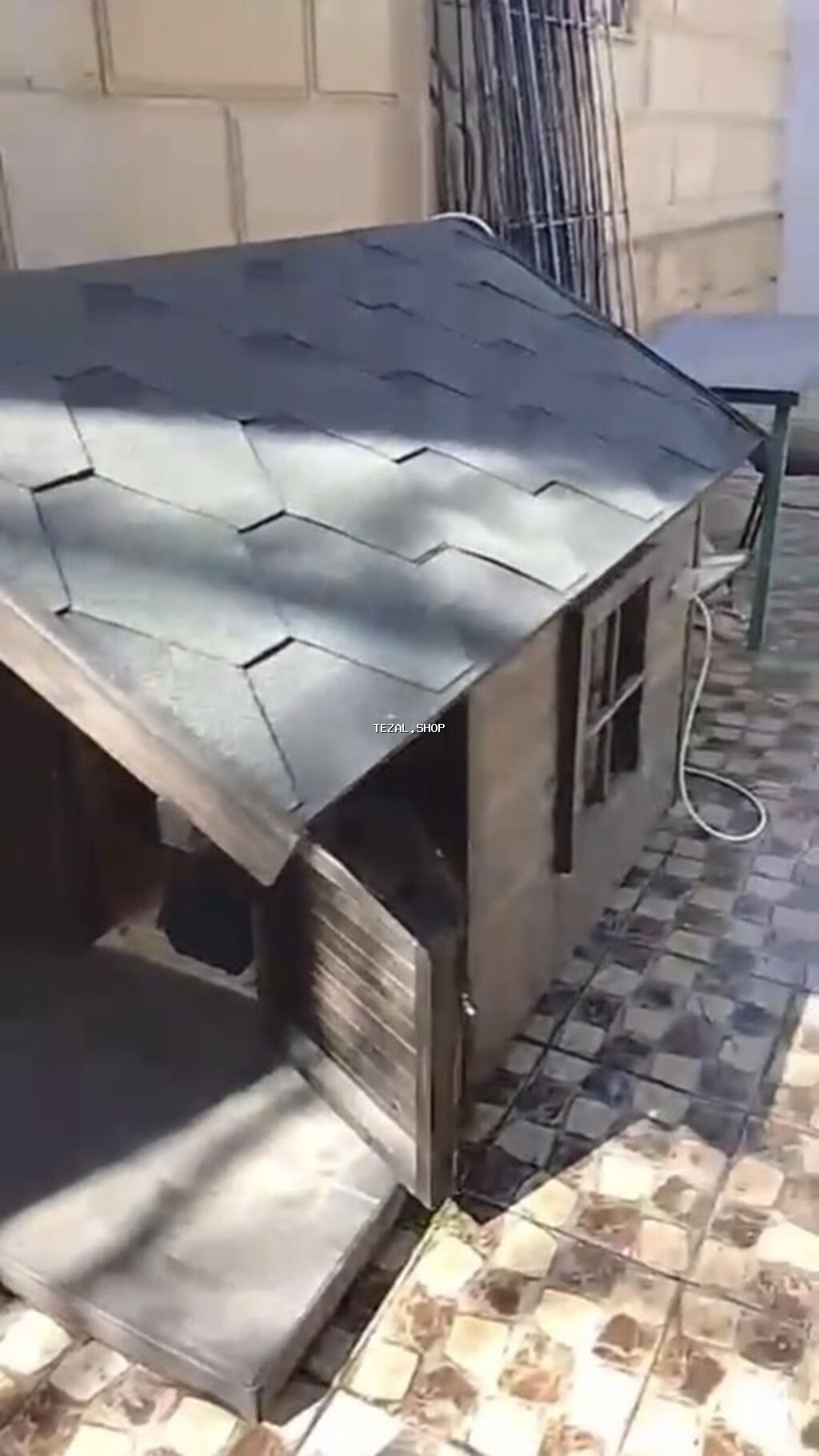 İsti pol ilə it evi - Material: möhkəm taxta konstruksiya, ikiqat - şəkil 2