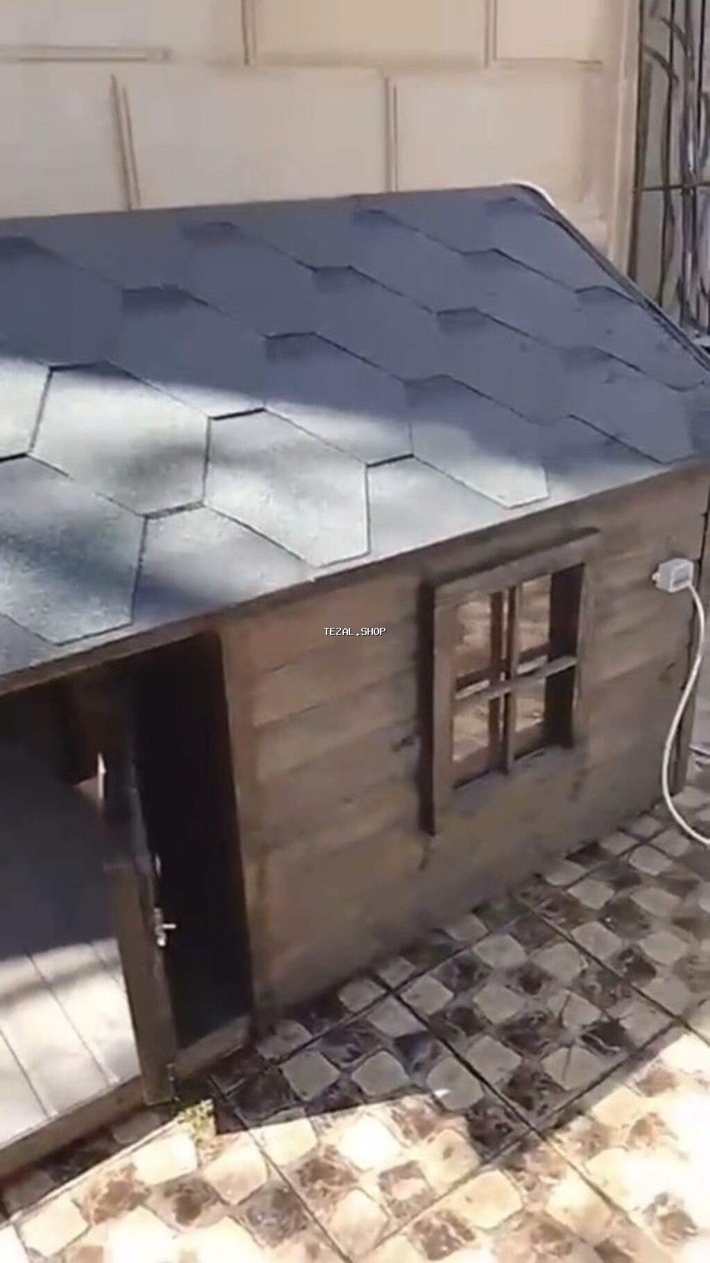 İsti pol ilə it evi - Material: möhkəm taxta konstruksiya, ikiqat - şəkil 3