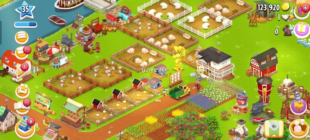 Hay Day hesabı/sahəsi – inkişaf etmiş təsərrüfat - Səviyyə: 35