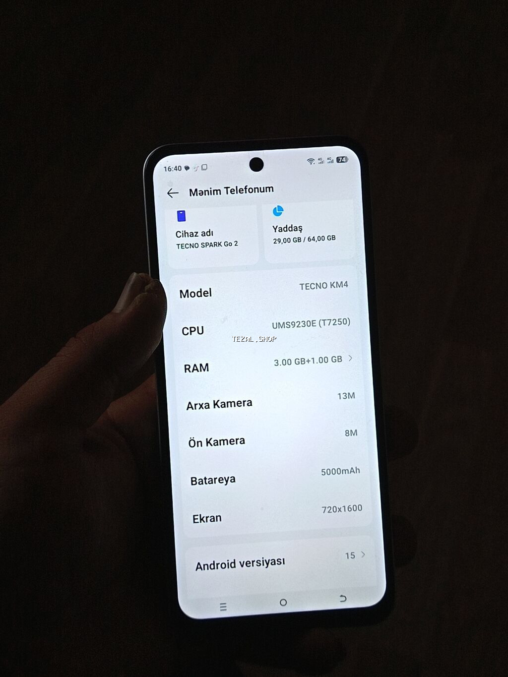 Tecno Spark Go, 64 GB, rəng - Ağ, Sensor, Barmaq izi, Face ID - şəkil 3