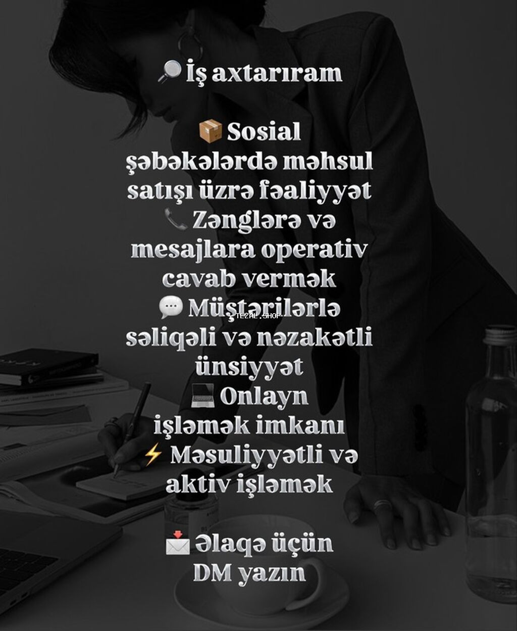 Xidmət: Sosial şəbəkələrdə məhsul satışı və onlayn müştəri dəstəyi