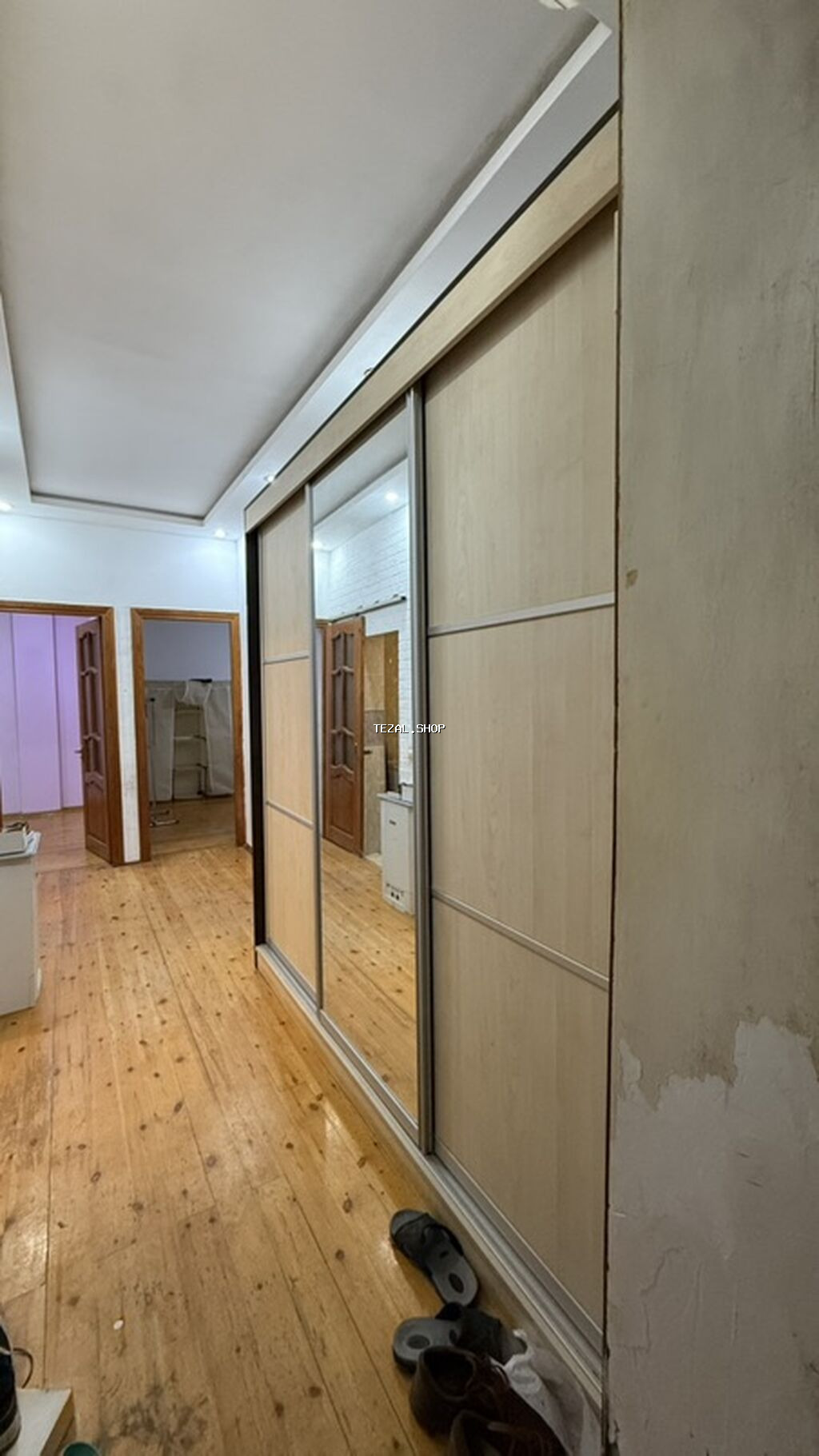 3 qapılı, Güzgülü, Qəhvəyi, Taxta, Kupe, Düz dolab - şəkil 2