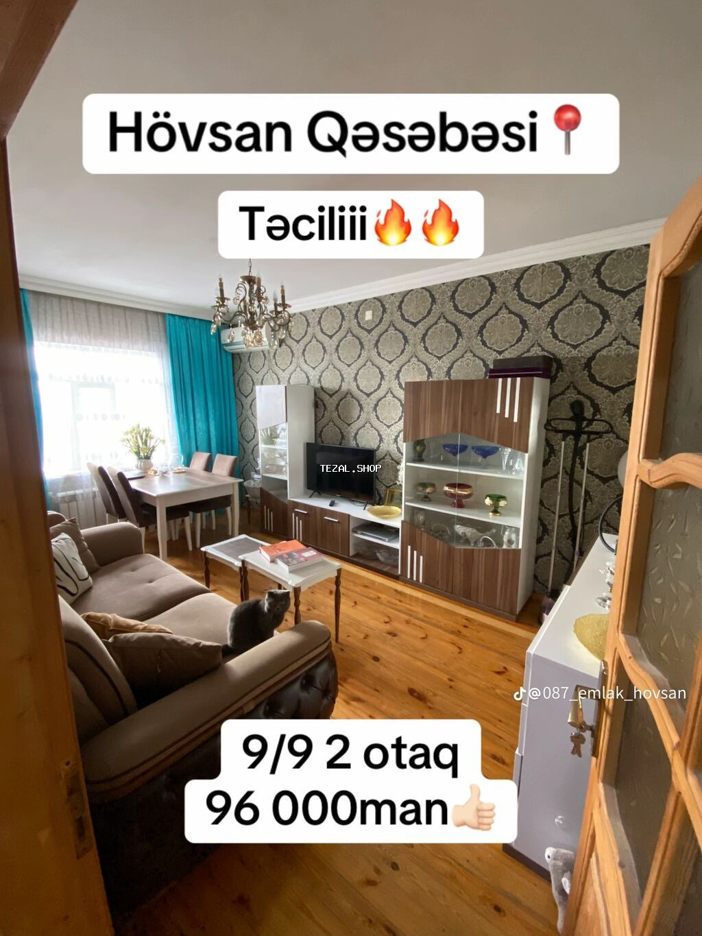 Hövşan qəsəbəsi. 9/9 mərtəbə, 2 otaqlı mənzil. Planlaşdırma: - Geniş