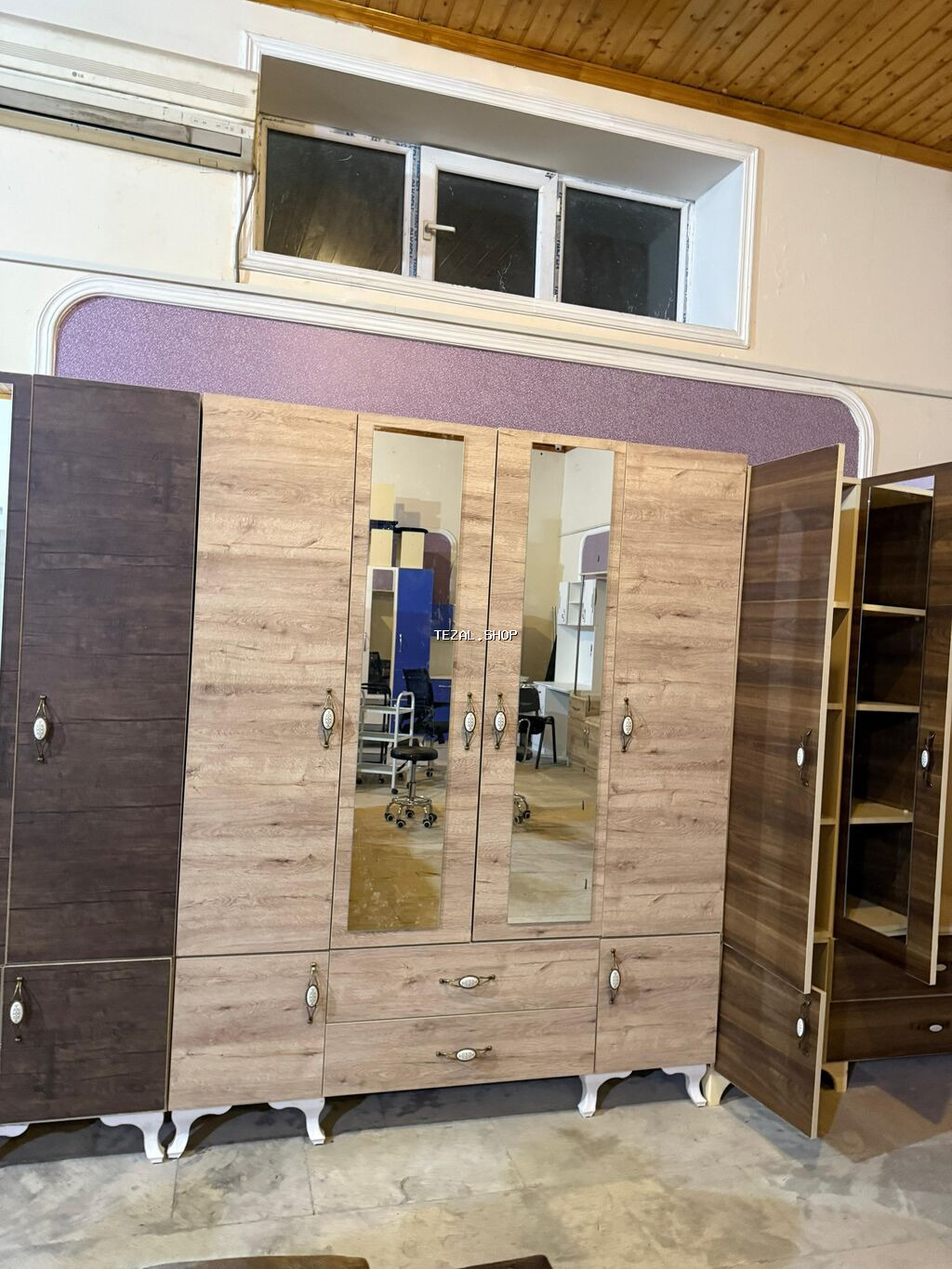 4 qapılı geyim dolabı - Ölçü: 1.60 × 47 × 2 m - Material: laminat - - şəkil 4