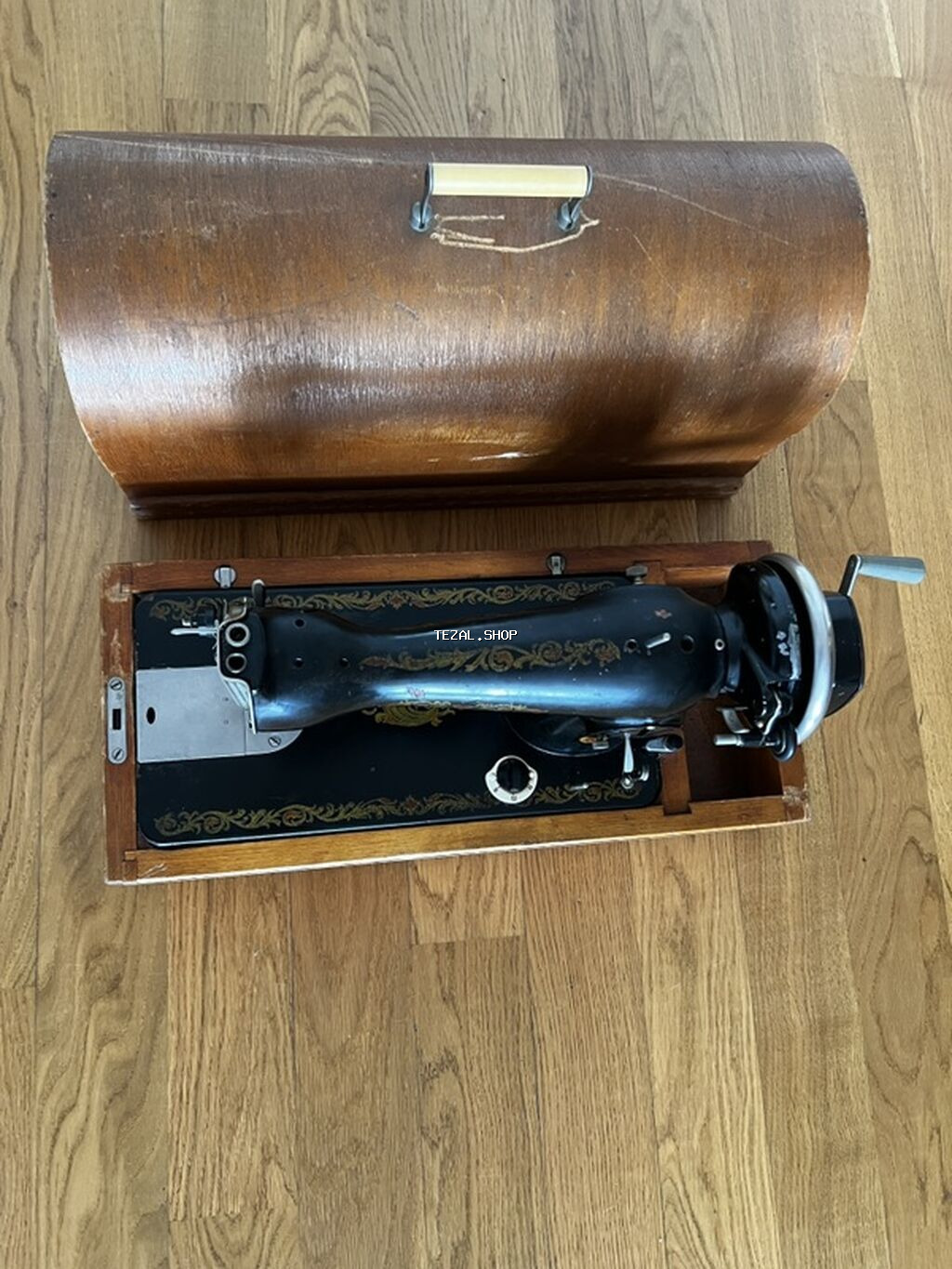 Mexaniki tikiş maşını – portativ taxta çamadanlı - Klassik, mexaniki - şəkil 4