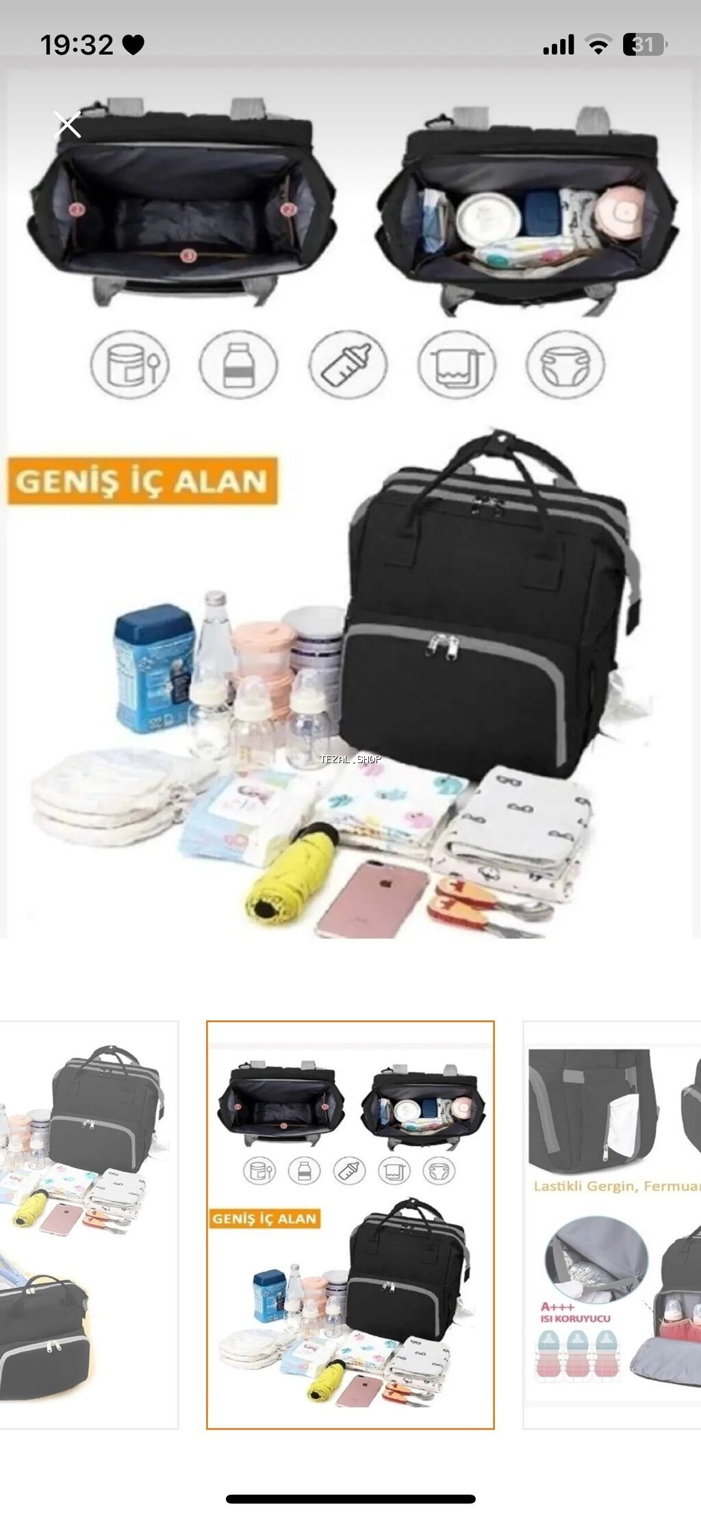 Ana bala cantası yenıdı Hem besık hıssesı var hem canta cıb hıssesı