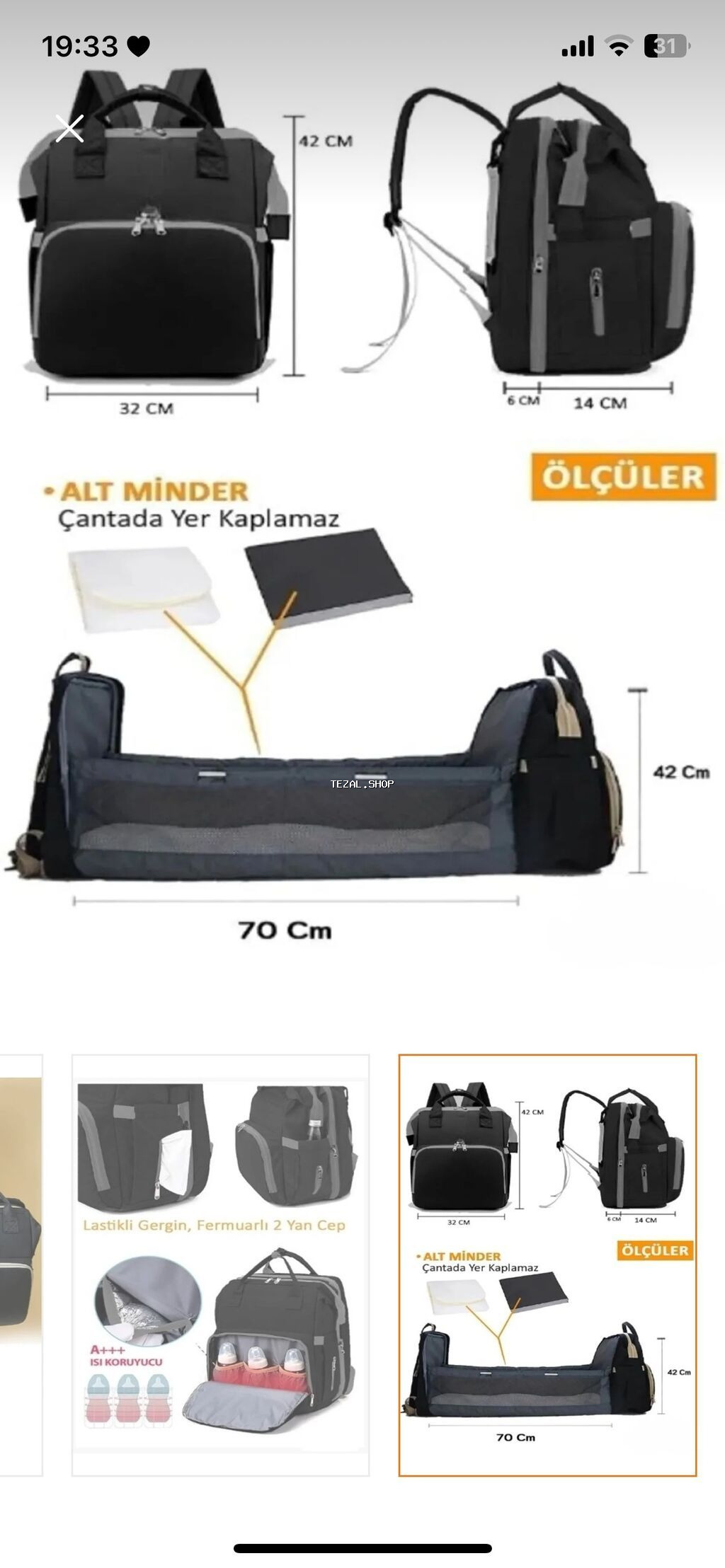 Ana bala cantası yenıdı Hem besık hıssesı var hem canta cıb hıssesı - şəkil 2