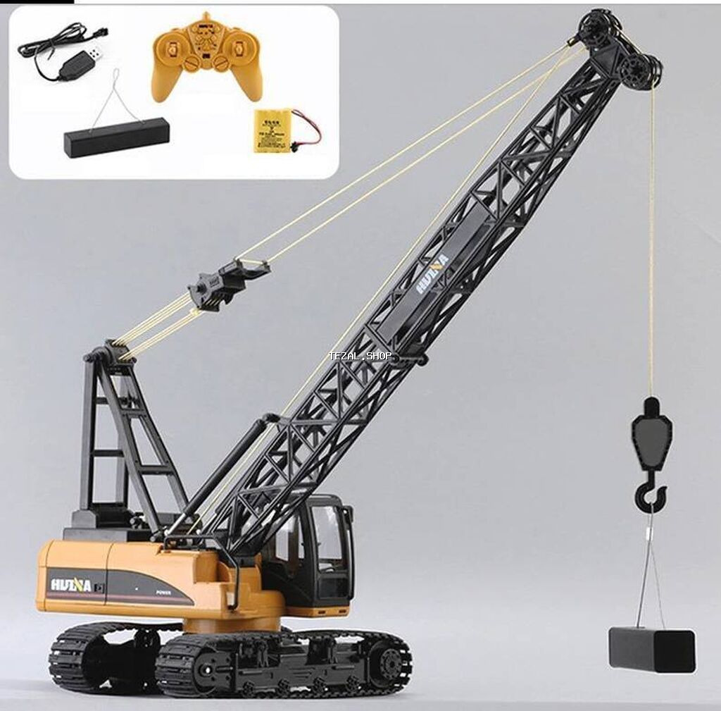 Huina 1572 RC Crane. Oyuncaq pultla idare edile bilen kran. Bütün