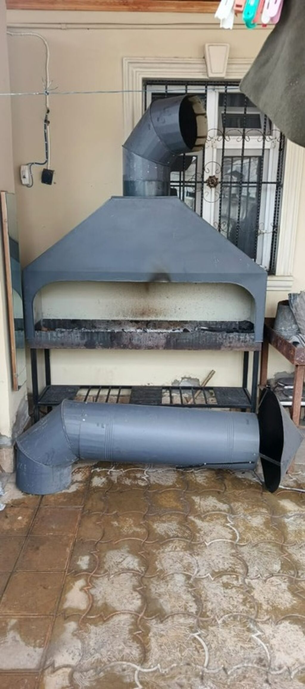 Metall manqal və tüstü çıxaran baca komplekti - Material: qalın