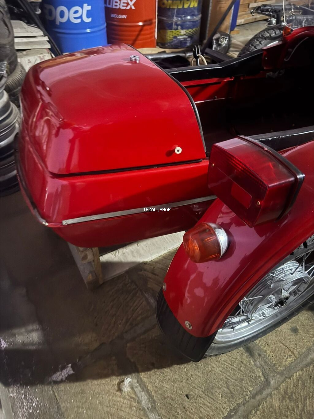 Motosiklet üçün yan qoşqu (salyonka) - Klassik dizaynlı, qırmızı - şəkil 3