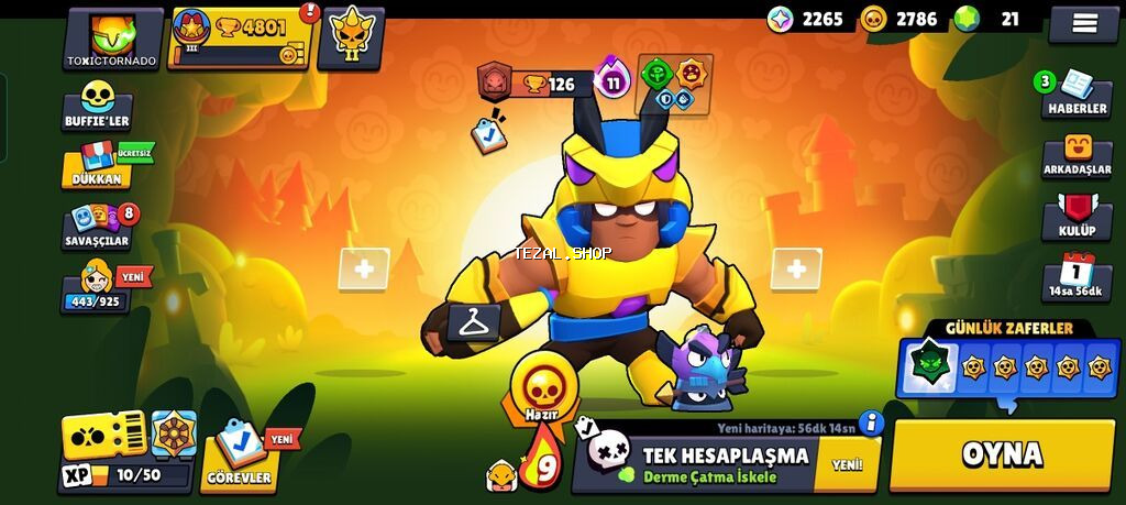 Brawl Stars hesabı – “TOXICTORNADO” Ümumi: - Kupa yolu: 4801 (III