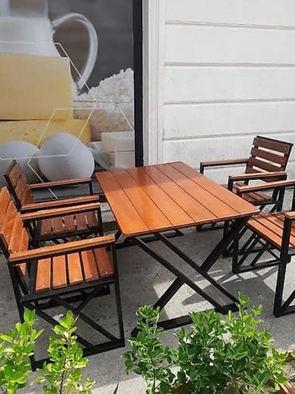 Açıq havaya uyğun masa və stul dəsti - Komplekt: 1 ədəd düzbucaqlı