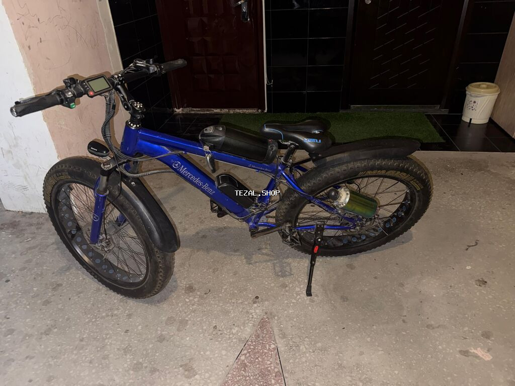 Elektrik velosipedi – qalın təkərli “fat bike”, mavi rəng - şəkil 4