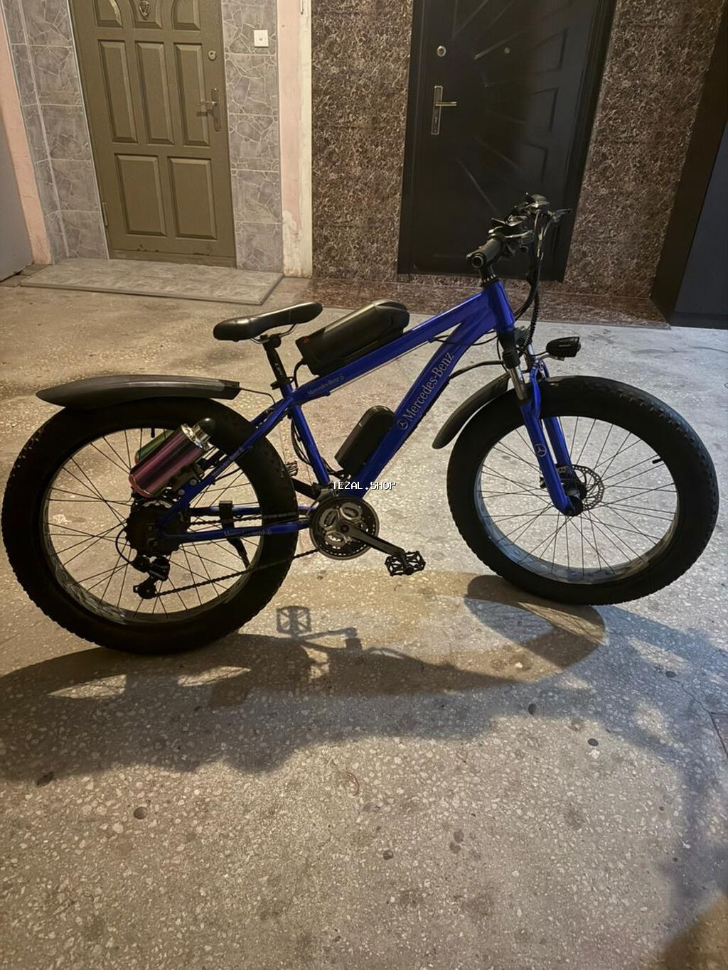 Elektrik velosipedi – qalın təkərli “fat bike”, mavi rəng - şəkil 5