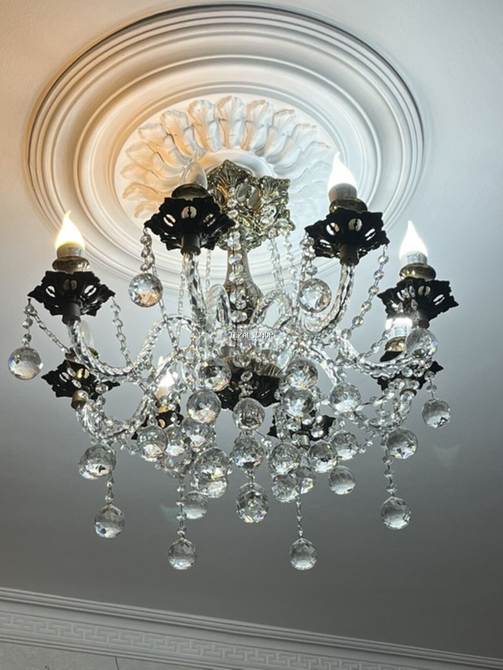 Çılçıraq, 6 lampa, Xrustal