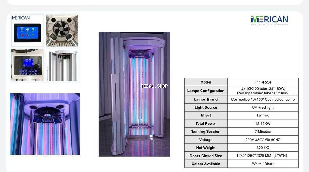 MERICAN dik tip günəşlənmə kabinası – UV + qırmızı işıq kombinasiyalı - şəkil 5