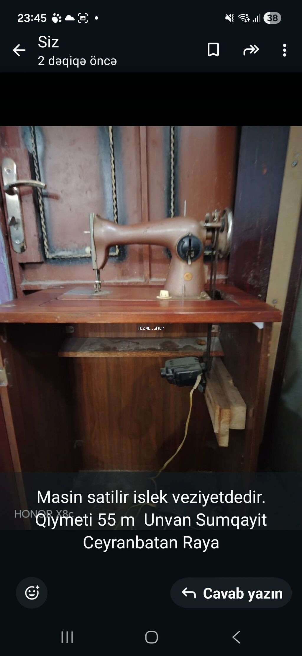 Tikiş maşını – işlək vəziyyətdə - Klassik tip tikiş maşını, taxta