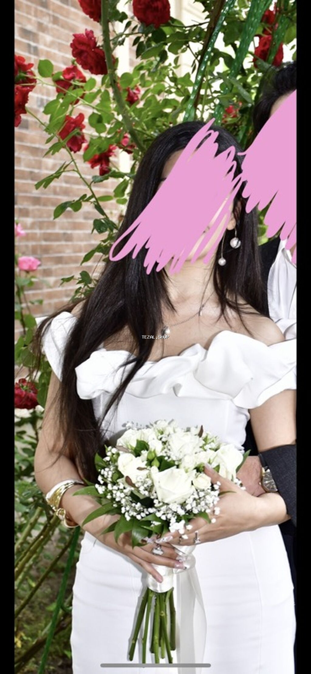 Ağ rəngli zərif libas – 1 dəfə geyinilib quru təmizləmədə yuyulub - şəkil 2