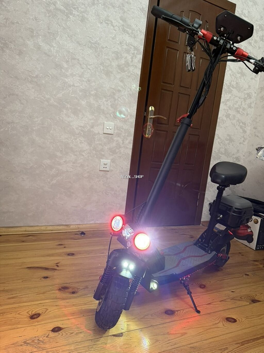 Elektrikli skuter – oturacaqlı, güclü işıqlandırma və əlavə - şəkil 2