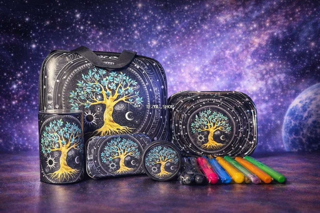 Kosmik motivli dəst: “Həyat Ağacı” dizaynlı aksessuar və yazı