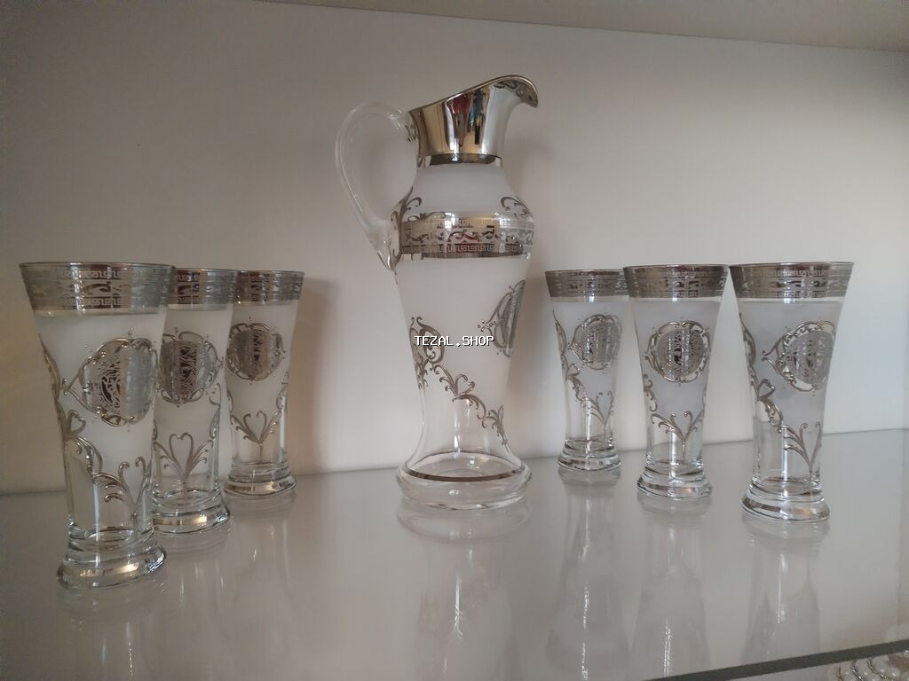 Şüşə sürahi və stəkan dəsti - Komplekt: 1 ədəd sürahi + 6 ədəd stəkan