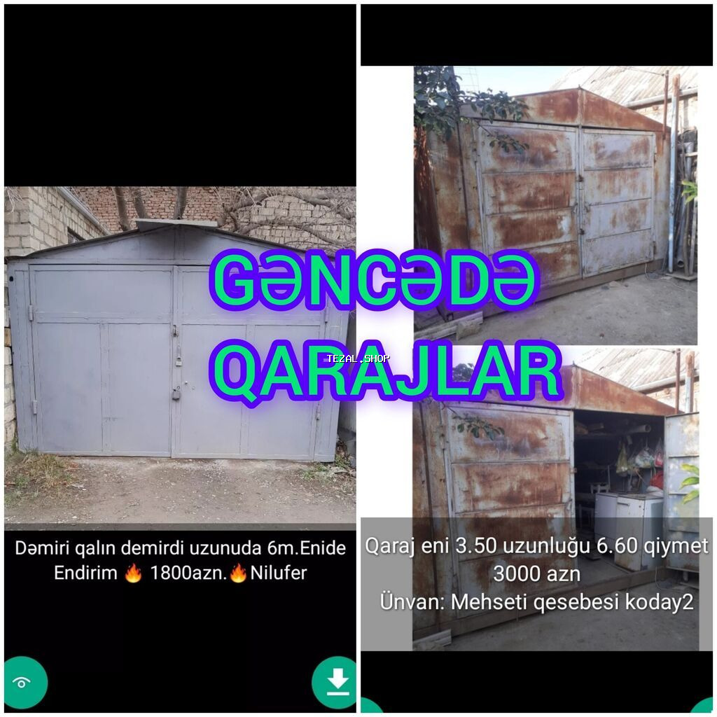 QARAJLAR Şekillerde qiymətlər məlumatlar qeyd olunub unvan GENCE