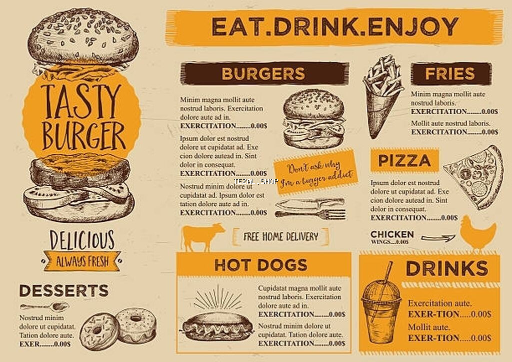 Menyuların dizayn olunması və çapı