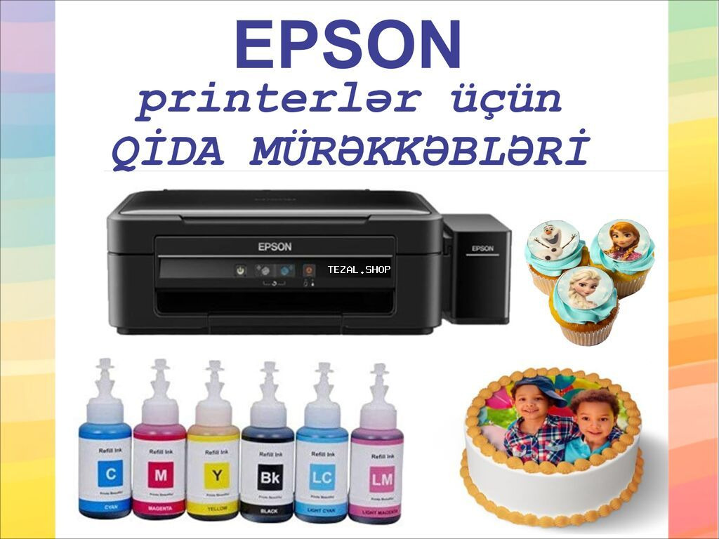 Epson printeri üçün yeyinti (qida) mürəkkəbləri satılır! 🔹 Parlaq və