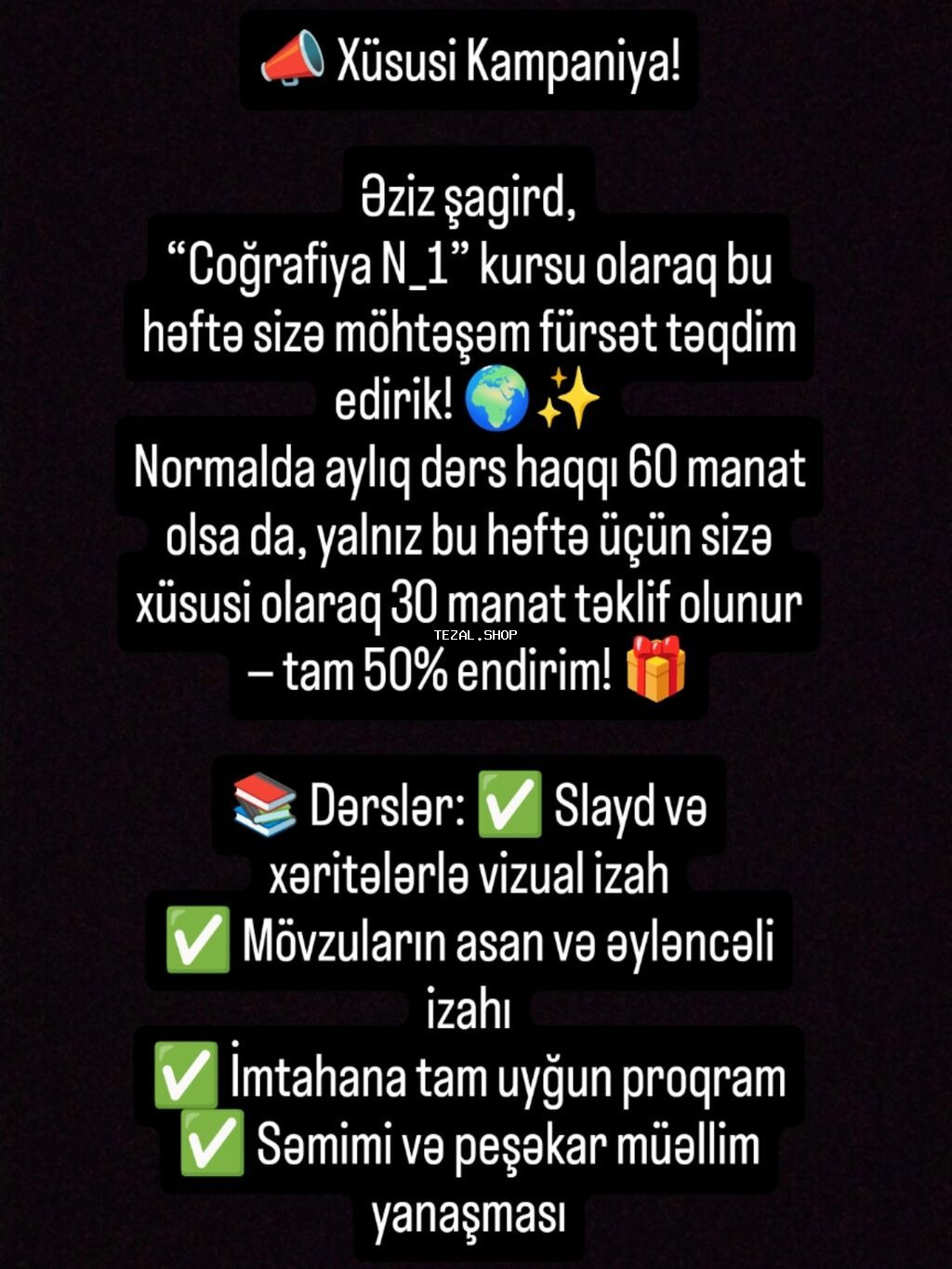 Repetitor, Coğrafiya, Azərbaycan dili, Abituriyent hazırlığı